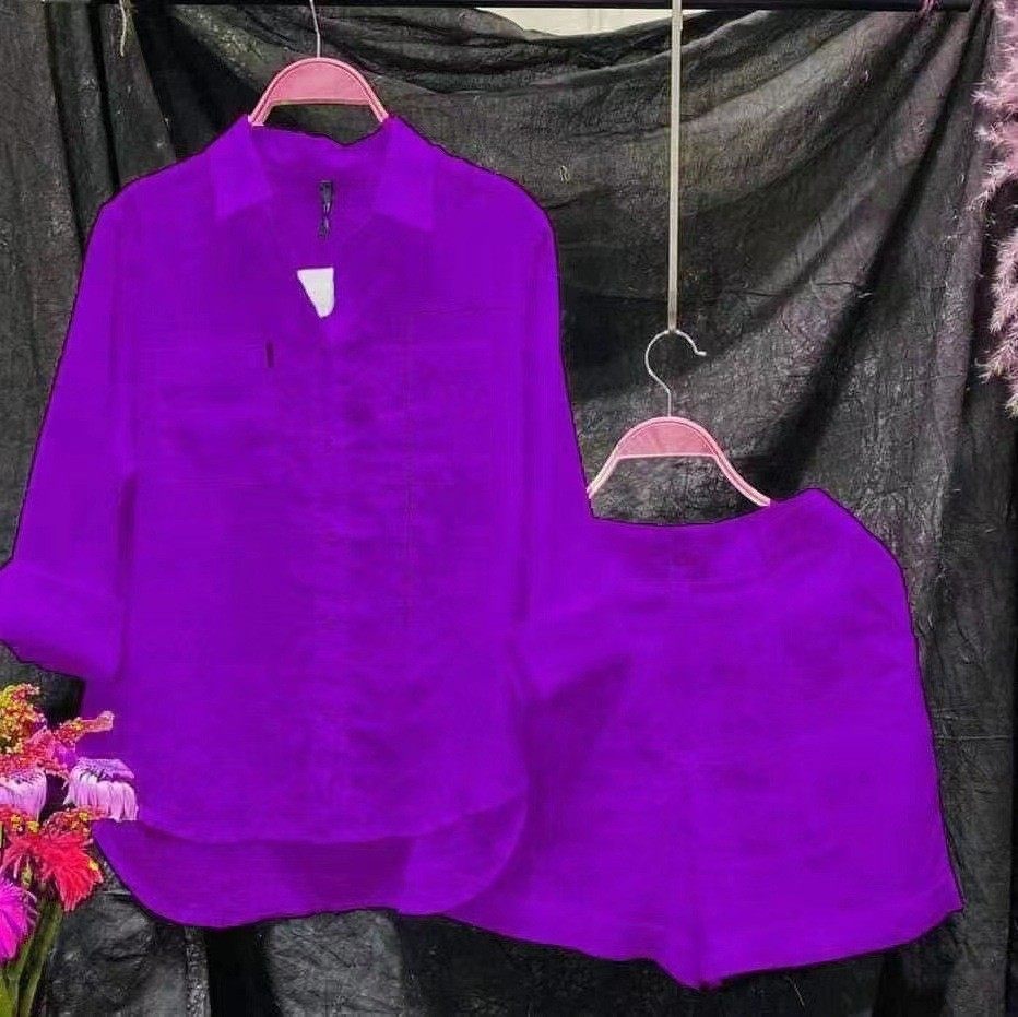 亚马逊春夏季气质休闲洋气减龄纯色开衫时尚长袖运动套装外贸批发