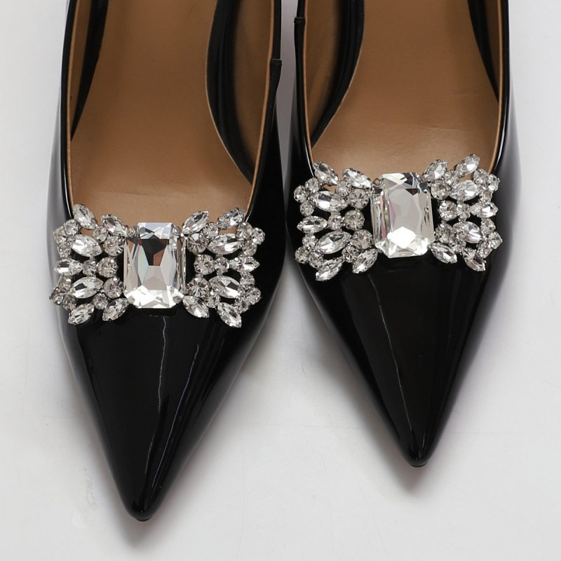 2026 New Cross-Border Dropshipping of 2 Elegant White Rhinestone Detachable Shoe Clips