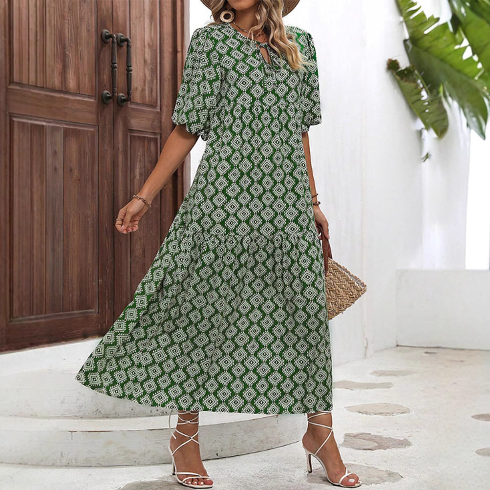 Floral Print Maxi Dress Loose Fit Summer Style Elegant Design Perfect for Casual Outings Wholesale Available
