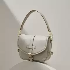 Niche Design Top Layer Cowhide Saddle Bag Retro Fashion Trendy Small Square Bag High-grade Touche Crossbody Bag