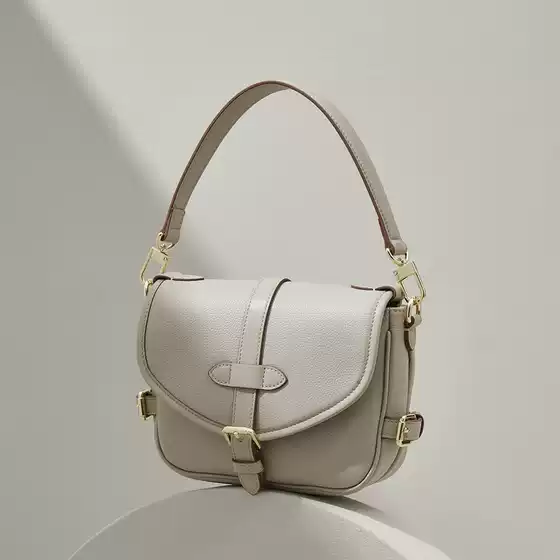 Niche Design Top Layer Cowhide Saddle Bag Retro Fashion Trendy Small Square Bag High-grade Touche Crossbody Bag