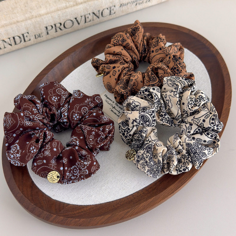 Retro Cashew Print Hair Band for Women 2025 New High-End Versatile Hair Tie Rubber Band Ponytail Headband