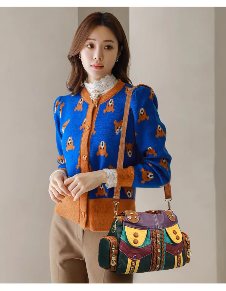 Túi tote nữ da mềm đáy rộng đựng nhiều đồ, có quai đeo chéo — màu đen, màu vàng