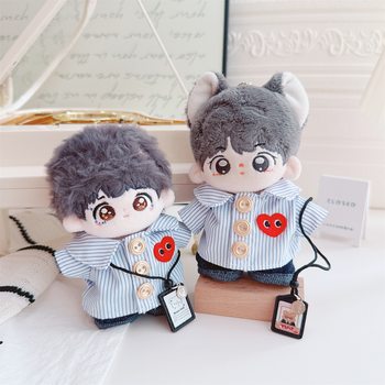 10cm 15cm Cotton Doll Clothes Striped Shirt Jeans Casual Plush Toy Doll Clothes Replacement