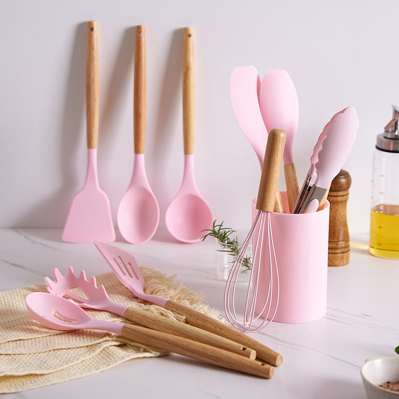 New Cross-Border Silicone Kitchenware Pp Handle 12-Piece Set Non-Stick Pan Silicone Spatula Silicone Spatula Soup Spoon Set Ready for Sale
