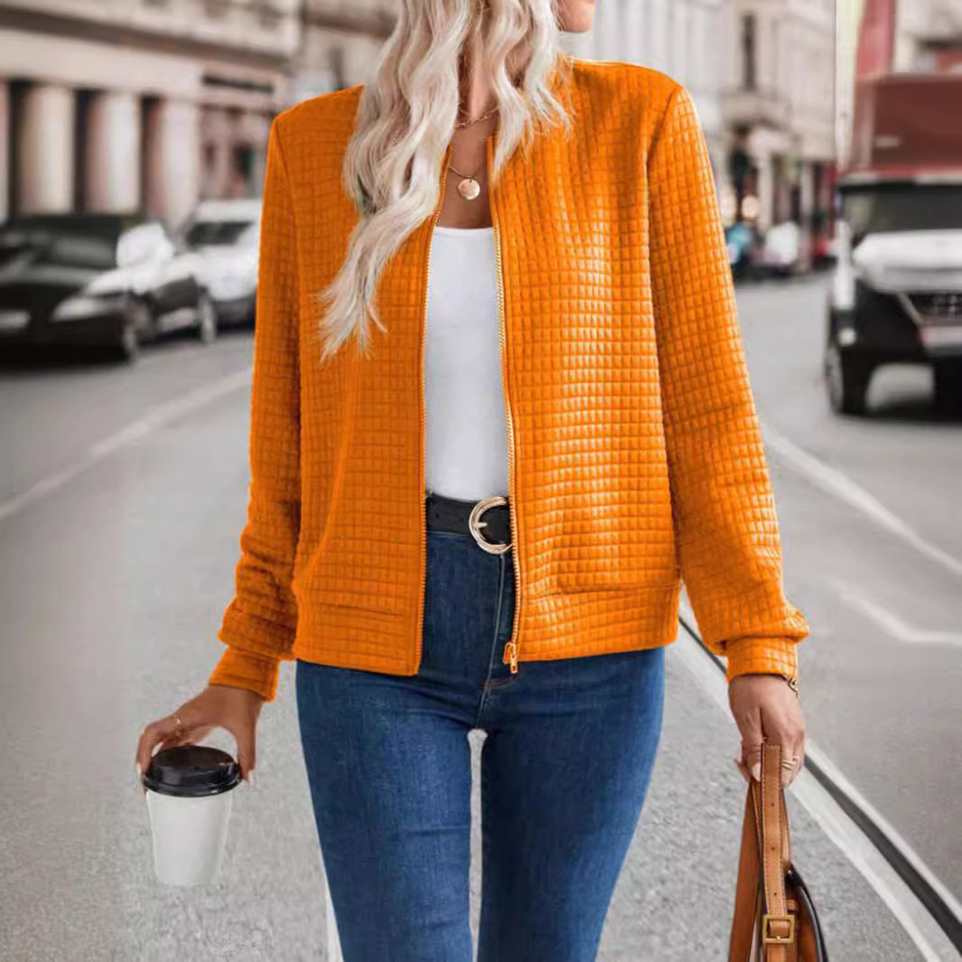 Autumn Long Sleeve Zipper Detail Cardigan Solid Color Lightweight Casual Style Wholesale Available