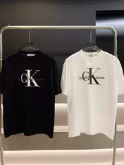 Cross-Border C Brand Trendy Brand Small Embroidered Logo on the Chest and Large Letters Stamped on the Back Couple Style Short-Sleeved Casual Versatile T-Shirt