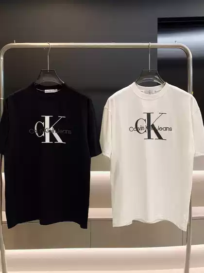Cross-Border C Brand Trendy Brand Small Embroidered Logo on the Chest and Large Letters Stamped on the Back Couple Style Short-Sleeved Casual Versatile T-Shirt