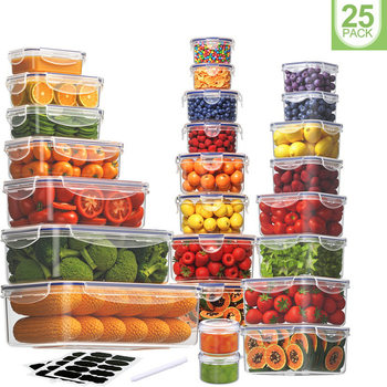 Cross-Border Fresh-Keeping Box Set 25-Piece Set of Grains Kitchen Lunch Box Food-Grade Plastic Snacks and Dry Goods Preservation