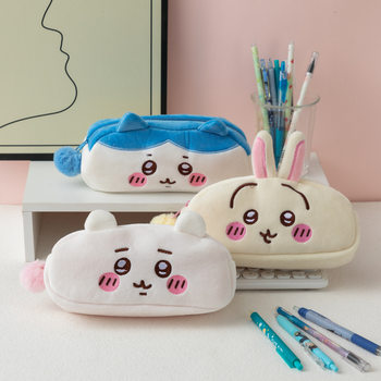 New Arrival Wussage Small Eight Pencil Bag Ins Japanese Style Cute Plush Stationery Bag Desktop Large Capacity Student Pencil Case
