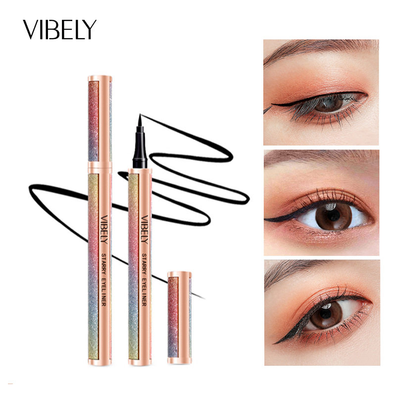 Vibely Starry Sky Sparkling Cross-Border Liquid Eyeliner Pen, Long-Lasting Waterproof and Sweat-Proof, Not Easy to Smudge, Fake Plain Eyeliner