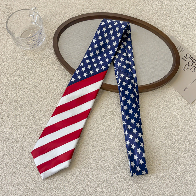 紅白綾織り五芒星ブルーネクタイ - 約152cm