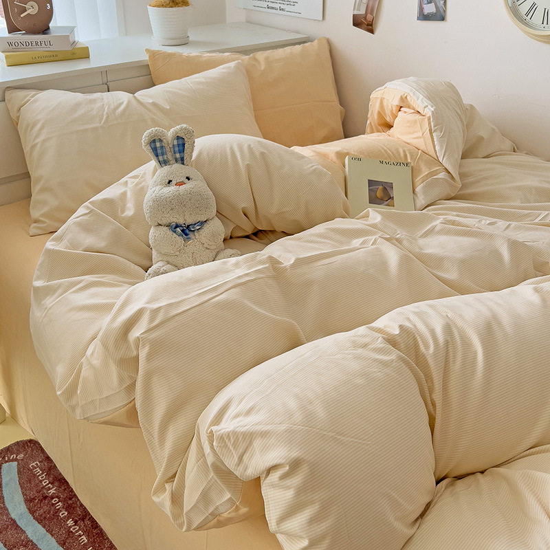 ストライプ - カスタード + アプリコット [肌に優しく、裸で寝ることができます]