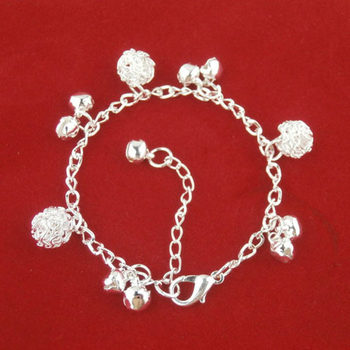 Korean version of national style bell alloy ball silver plated anklet anklet senior sense niche Joker bracelet jewelry wholesale