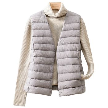 New National Standard 90 down 2025 New Lightweight Short down Jacket Women's Vest with Collarless Lining V-Neck Round