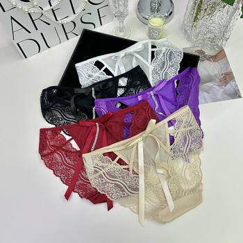 Shining Queen European and American Sexy Lace Underwear Women's Jacquard Mesh Briefs Low Waist Hollow-out Temptation Girls Underwear