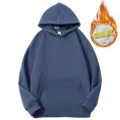Haze blue cotton hooded fleece-lined sweatshirt