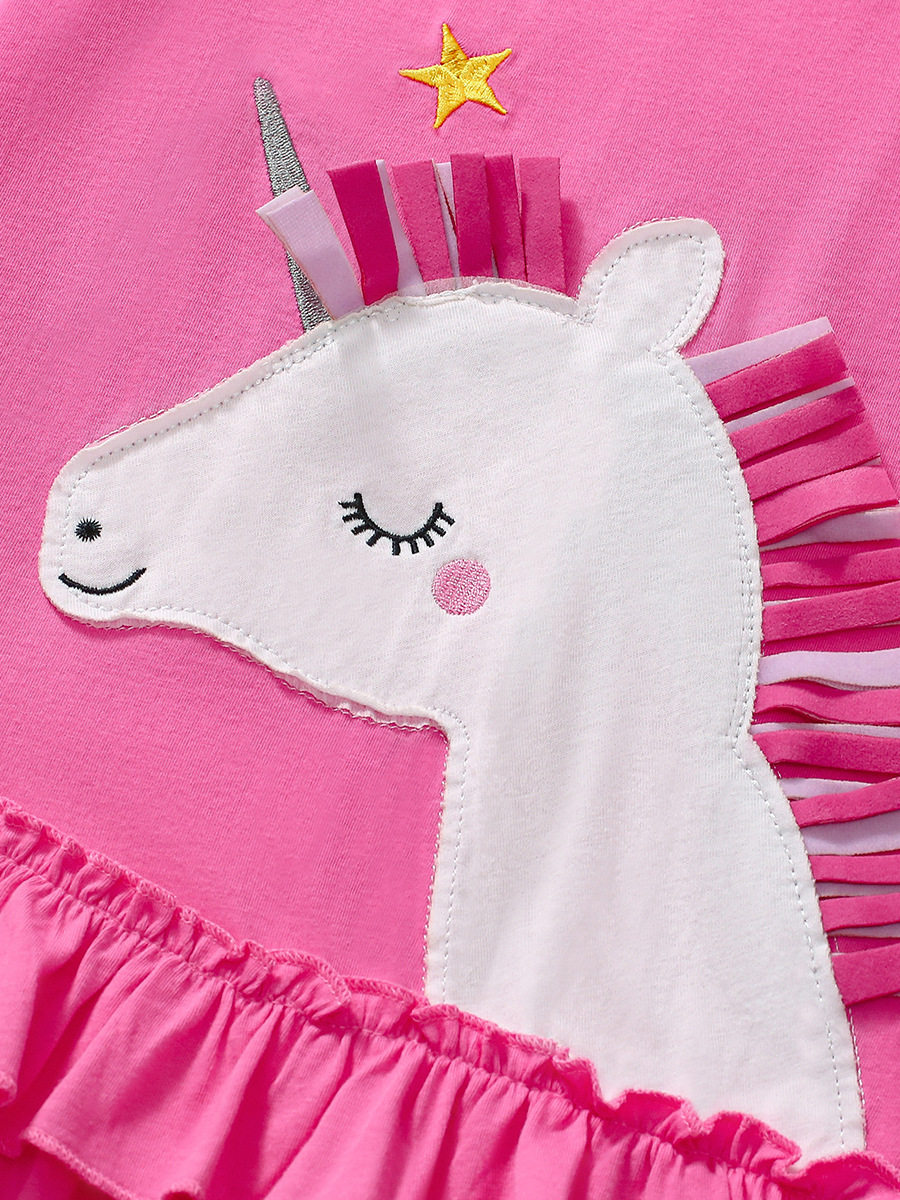 Cute Kids' Dress, Summer Short-sleeve Girls' Dress, Cotton Cartoon Kids' Dress