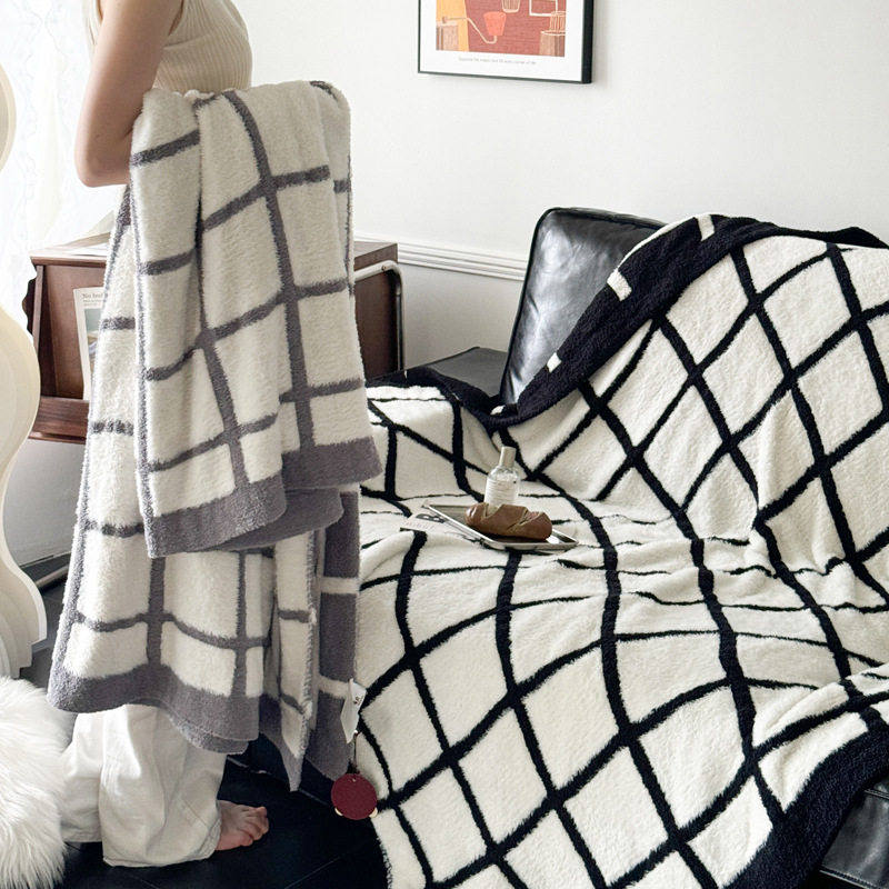 2024 New Class A Cloud Warm Velvet Imitation Sable Composite Blanket Casual Office Knitted Blanket Half Velvet Blanket Blanket