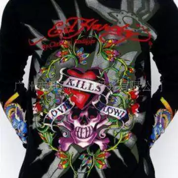 Wholesale Supply of Ed Hardy Men's Cotton Rhinestone Long-Sleeve T-Shirts/Ed Hardy Men's and Women's Long-Sleeve T-Shirts