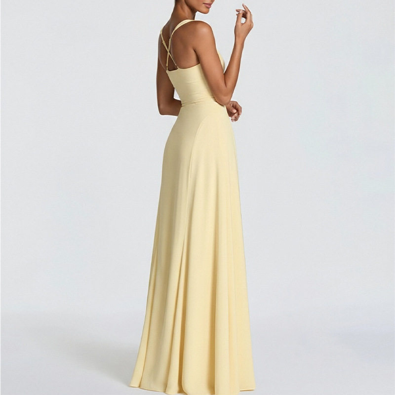 Womens Spring Dress Elegant Solid Color Backless Design Sleeveless Perfect for Parties and Casual Outings