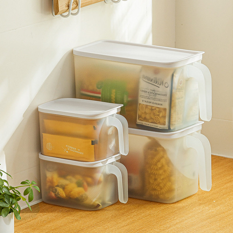 Nachuan Refrigerator Storage Box with Lid and Handle Frosted Transparent Food Preservation Storage Box Multi-Specification Cabinet Organization Box