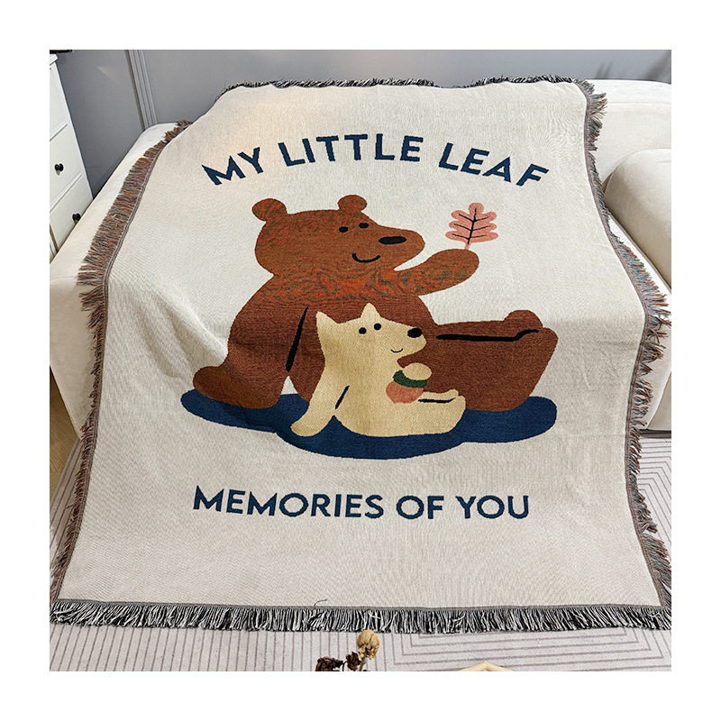 Cartoon bear blanket sofa blanket sofa towel nap blanket cute bear single chair blanket cotton blanket