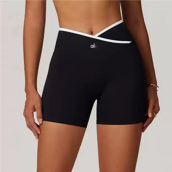 Al Outer Wear Cross High Waist Hip Lifting Nude Running Sports Shorts Pilates Women's Fitness Yoga Pants