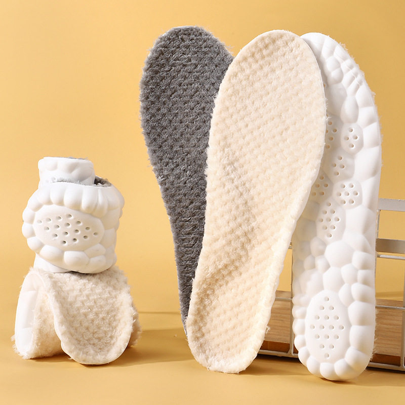 Flannel warm shoes lint-free deodorant sweat-absorbent breathable thickened slip-on feeling insole comfortable shock-absorbing fleece-lined insole