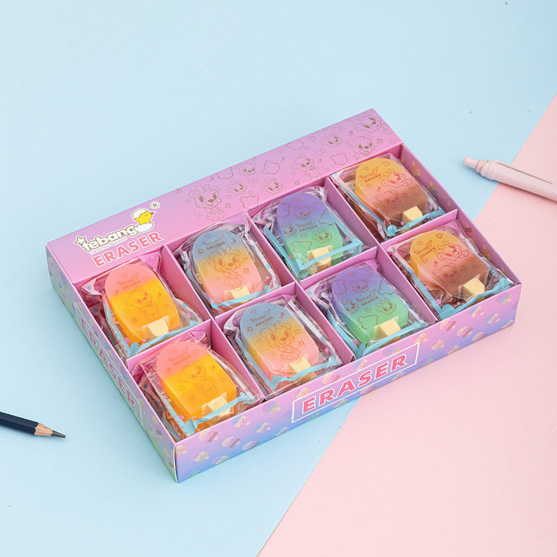 Creative primary school children's eraser ice cream rubber does not leave marks primary school students modeling popsicle high color value test