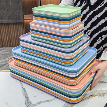 Nordic Style Rectangular Tray Plastic Tea Tray Living Room Hotel Barbecue Coffee Shop Restaurant Kindergarten Plate Tableware