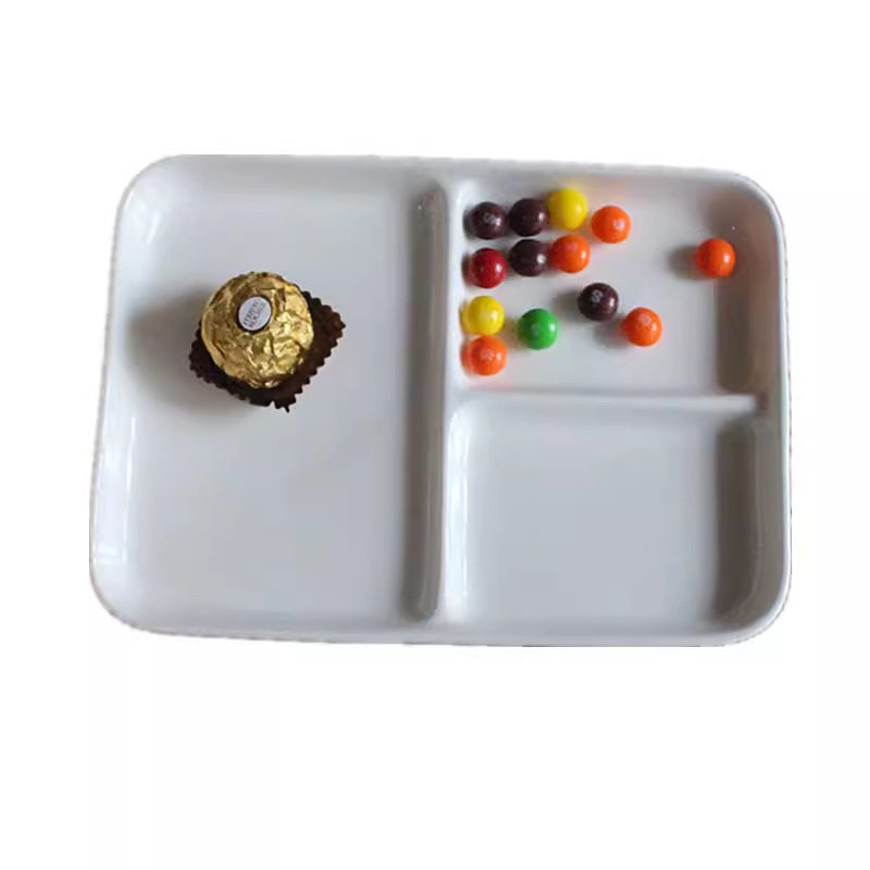 Ceramic three-plate long square plate snack plate BB plate drawing plate simple plate sushi plate multi-size