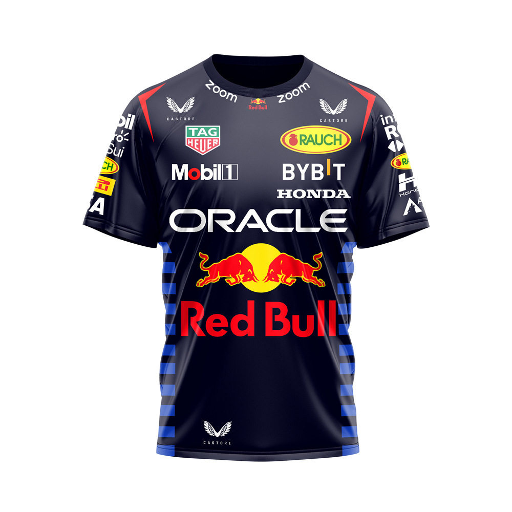 Трансграничная взрывная гоночная команда Red Bull 2024F1 racing team-хит продаж, новая футболка с 3D-цифровой печатью и короткими рукавами Изображение 1
