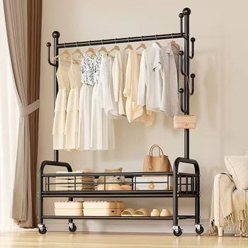 Drying Rack Floor Bedroom Movable Household Drying Rack Balcony Clothes Rack Indoor Simple Rod Coat Rack