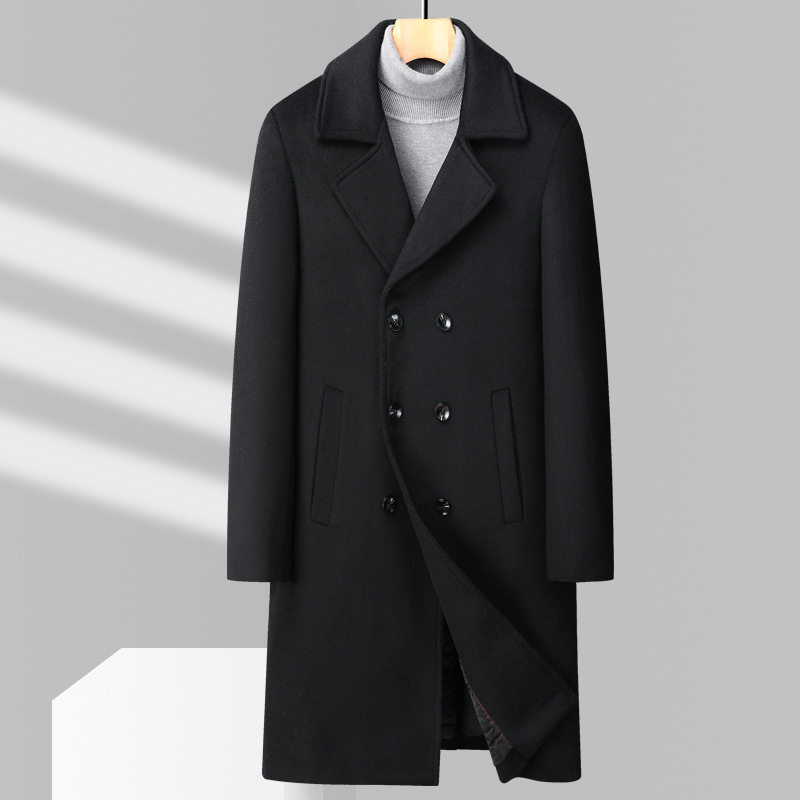 Áo Khoác Dạ Nam Trung Dài Tay Dài Cổ chữ Vest Dày Dặn Màu Đen, Xanh Navy, Xám