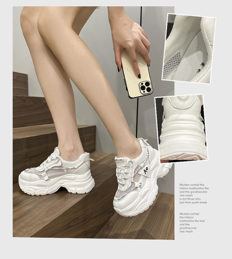 Giày sandal cao gót nữ hở mũi đế platform da bò thật, gót siêu cao 8 cm — Trắng, Hồng chi tiết 2