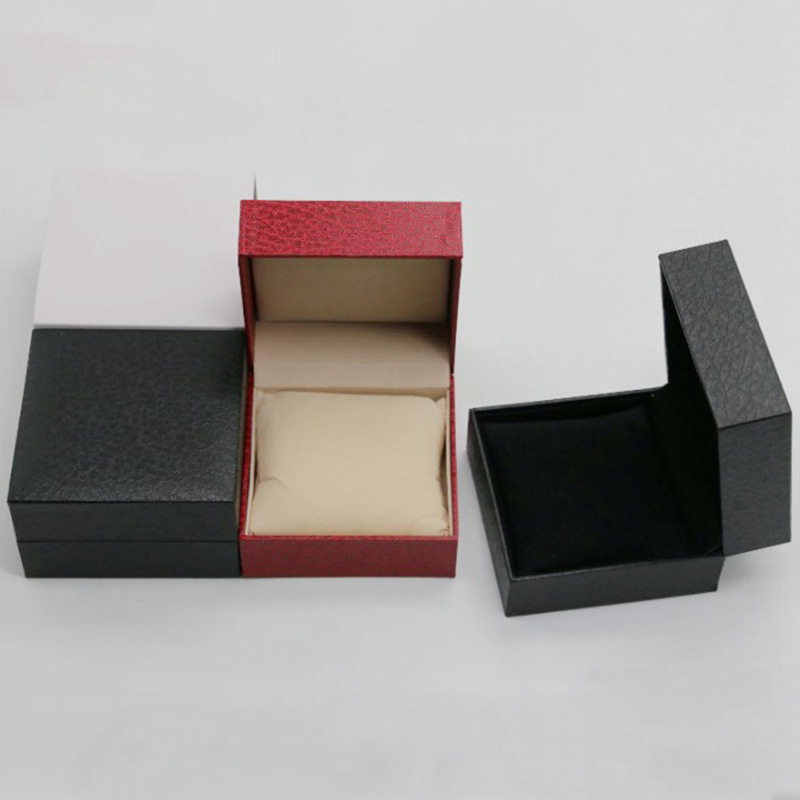 Litchi Pattern Leather Paper Watch Box Flip Watch Box Gift Box Single Jewelry Holiday Gift Pillow Watch Box Bag
