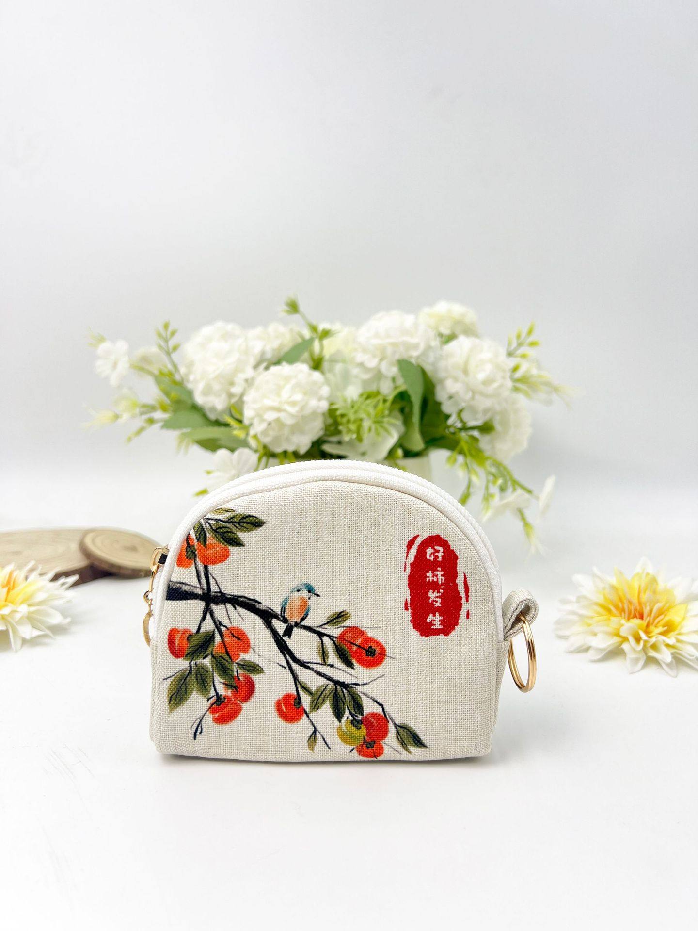 Digital Hot Stamping Zipper Coin Purse Shell Hand Cosmetics Bag Key Bag Small Bag Handmade Fabric Wallet Card Bag