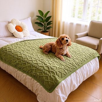 Anti-Cat Scratch Cover Cloth, Waterproof Thickened Fleece Diaper Pad, Cat and Dog Non-Slip Finished Jacquard Blanket, Pet Blanket