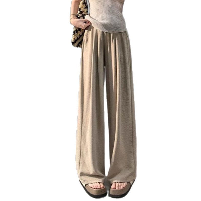 Summer Loose Fit Wide Leg Trousers Lightweight Acetate Fabric High Waisted Casual Style Perfect for Everyday Wear