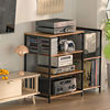Cross-border new record player storage rack record amplifier table vinyl record storage rack living room CD rack iron wood