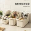 Kitchen Cabinet storage box with pulley refrigerator desktop kitchenware lid organizing rack sundries storage basket