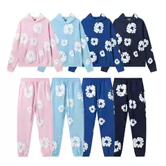 Denim Tears Kapok Foam Print American Couple Sweatshirt Hoodie Sweatpants Casual Suit Trendy Men Ins