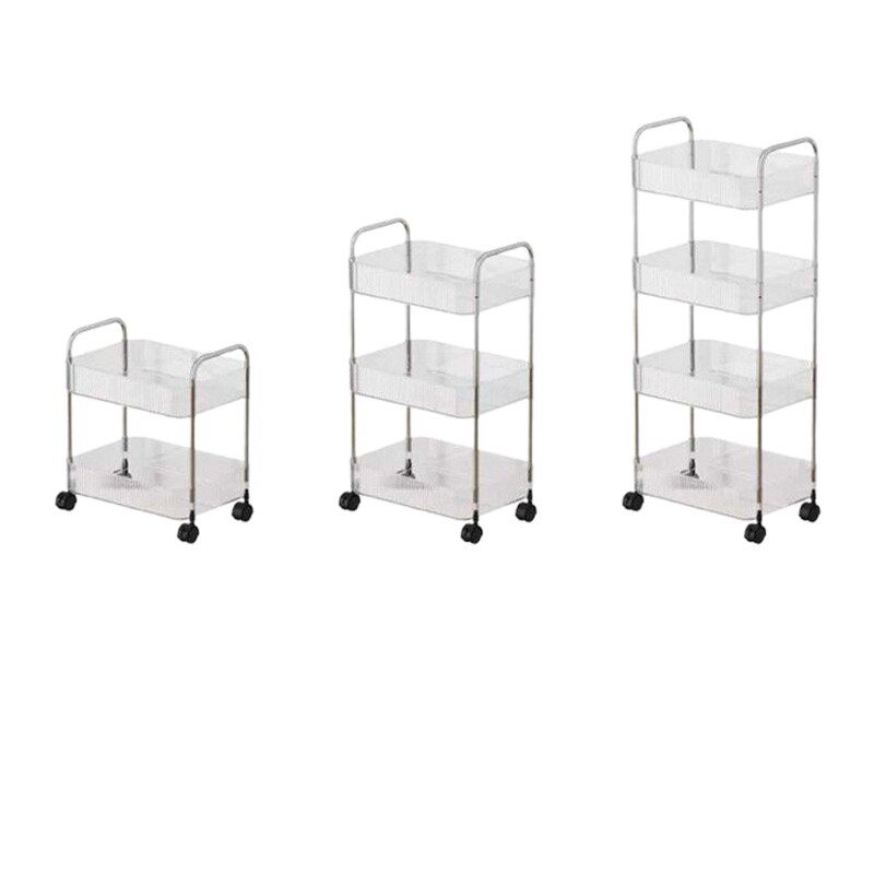 Acrylic Transparent Trolley Rack Bedroom Movable Cosmetic Storage Rack Living Room Plastic Snack Rack Factory
