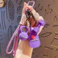 Fitness Pickleball Paddle Set Keychain - Purple