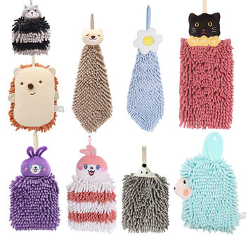Hanging cartoon animal chenille hand towel Kangle House children's household kitchen absorbent hand towel wholesale