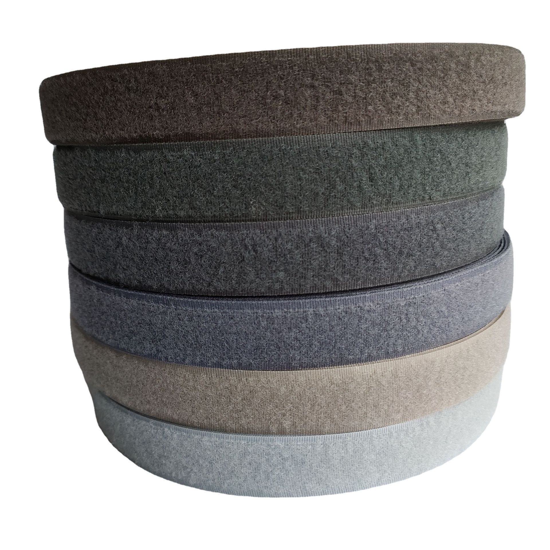 Gray and White Clothing Velcro Paste Wholesale 6 Points 1inch Hook Surface 3cm 2inch Medium Gray Brown Self-Adhesive