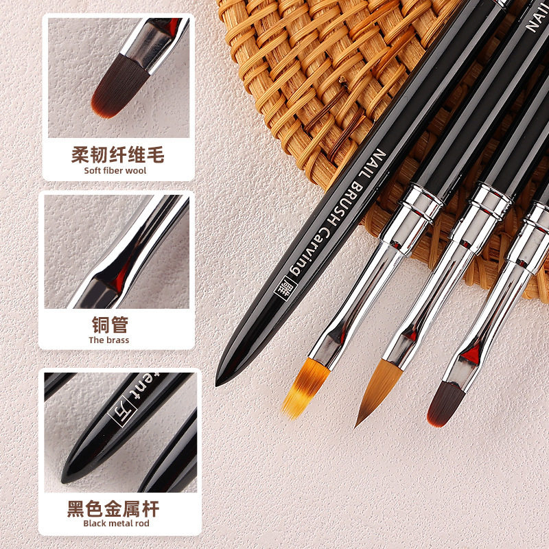 Cross-Border Metal Handle Nail Art Brush Set, Complete Set of Painting Brushes, Gradient Brushes, Fan-Shaped Brushes, Crystal Brushes, Nail Salon Tools