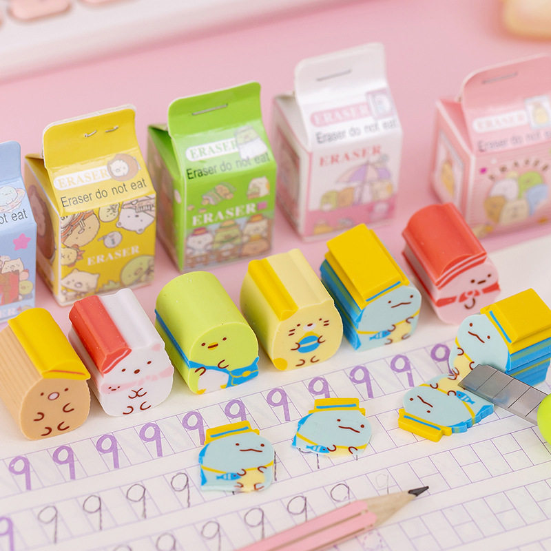 Cartoon tuanzi milk box eraser elementary school student prize learning stationery pencil eraser kindergarten small gift wholesale