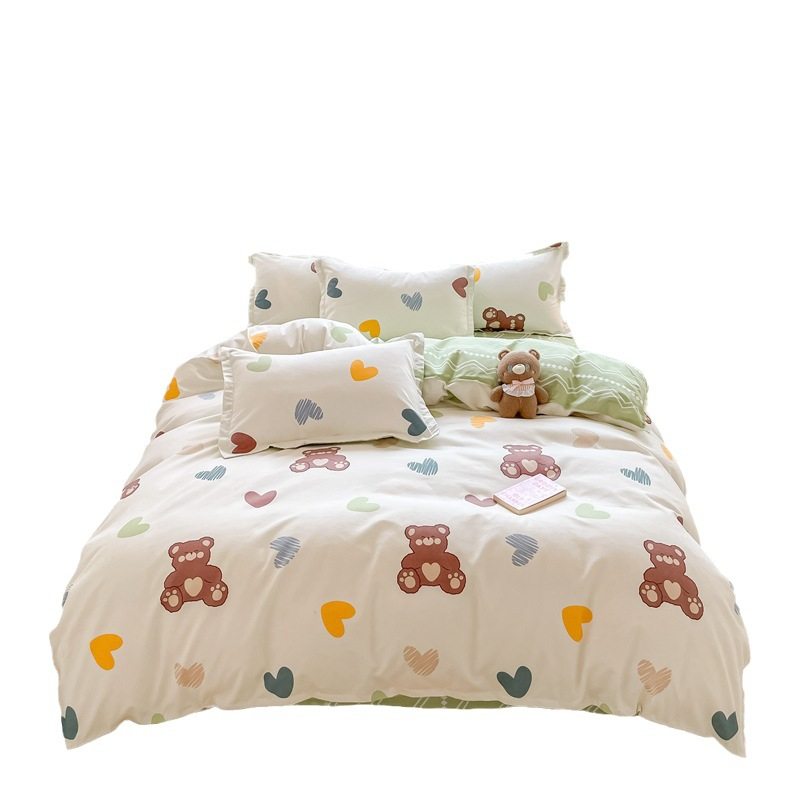 New Live-Streaming Hot Item Nordic Style Skin-Friendly Plant-Based Cashmere Brushed Four-Piece Set for Student Dormitory, Simple and Suitable for All Seasons